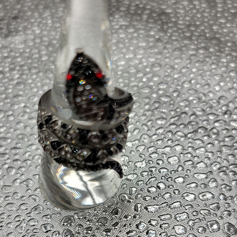 Elegant Black and Silver Snake Ring